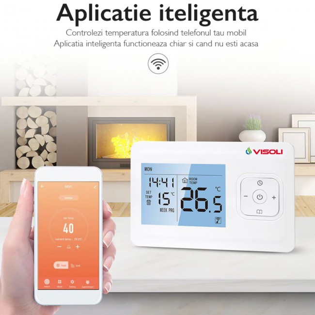 Termostat Ambient Centrala Termica WIFI Visoli™ WT-08 Termostat Ambient Centrala Termica WIFI Visoli™ WT-08