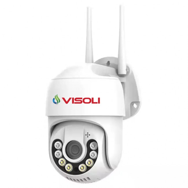 Camera de supraveghere WIFI Visoli® A10 Pro Max, 8MP, exterior/interior, Ultra HD 4K, 4X zoom, rotire, leduri lumina, comunicare bidirectionala