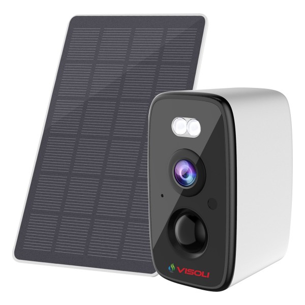 Camera de Supraveghere cu Panou Solar Visoli® B40 WiFi, Lentila 4MP, Vedere Nocturna Full HD Color, Senzor de Miscare PIR, Acumulatori 5200 mAh