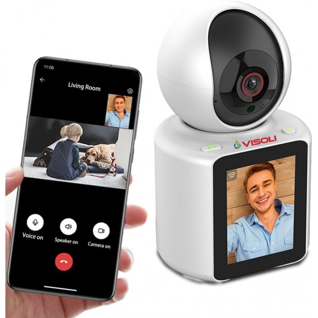 Camera de supraveghere WIFI Visoli™ C31, Functie de call video, Ecran Incorporat, Full HD, Ideala supravegherea, copiilor, varstnicilor