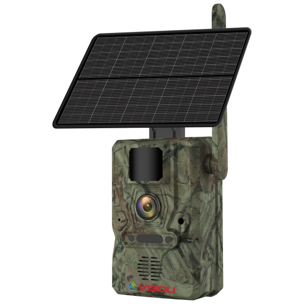 Camera de Vanatoare cu Panou Solar Sim 4G Visoli® H50 Modul GPS, Lentila 3MP, Rezolutie 2K, Trail Camera & Camuflaj, rezistenta la apa si insecte