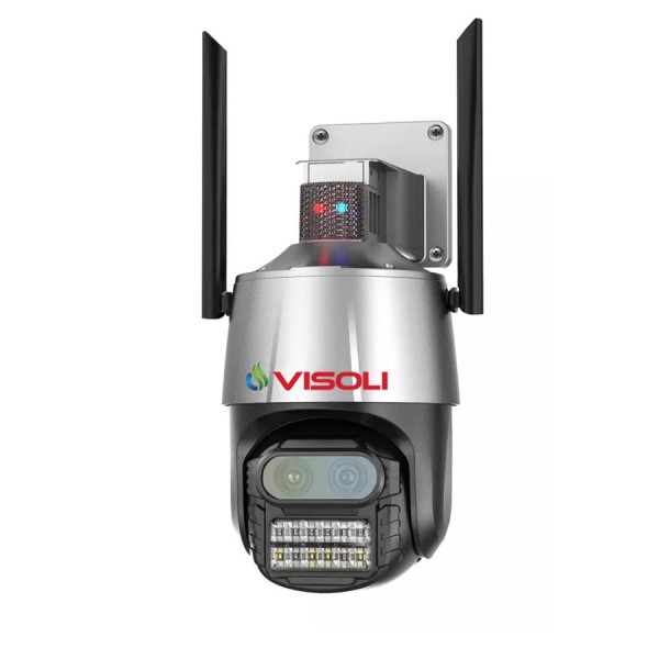 Camera de supraveghere WIFI Visoli® P10-PRO, 2 Lentile, Zoom 8X, exterior/interior, Full HD 4K, rotire din aplicatie, leduri lumina