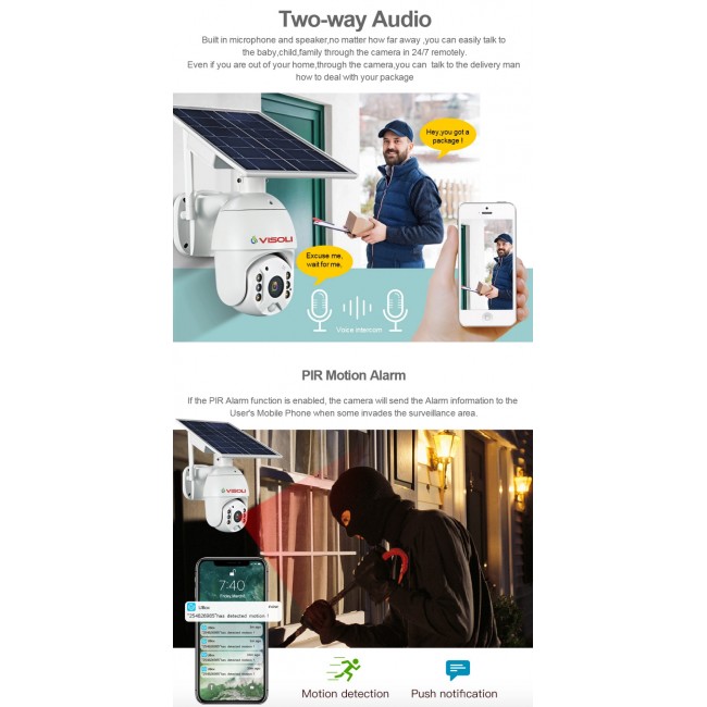 Camera de supraveghere Sim 4G Visoli® VS-S10-4G, 2MP 1080p, de exterior, Full HD, Panou solar, Rotire din aplicatie, rezistenta la apa Camera de supraveghere Sim 4G Visoli® VS-S10-4G, 2MP 1080p, de exterior, Full HD, Panou solar, Rotire din aplicatie, rezistenta la apa
