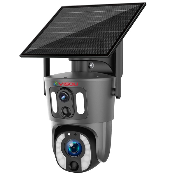 Camera de supraveghere Dubla Sim 4G Panou Solar 9W Visoli® VS-S20-4G Double Zoom Optic 20X, 6MP,de exterior, Senzor Detectie Umana