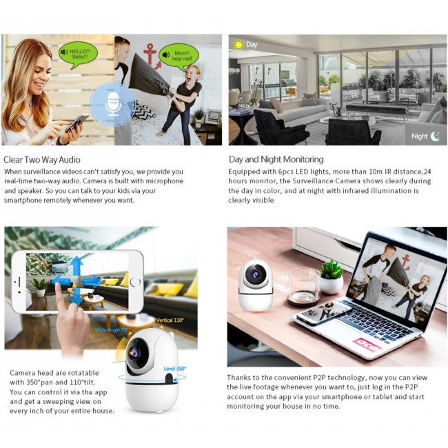 Baby Monitor Visoli™ VS-E7, Camera Supraveghere Wireless, Full HD, Vedere pe timp de noapte, Senzor miscare, Rotire automata Baby Monitor Visoli™ VS-E7, Camera Supraveghere Wireless, Full HD, Vedere pe timp de noapte, Senzor miscare, Rotire automata