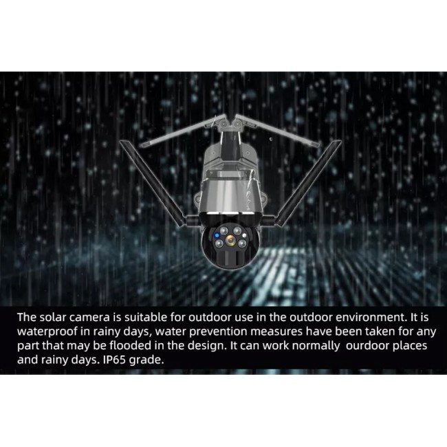 Camera de supraveghere Sim 4G Visoli® VS-Q7-4G, 4MP, de exterior, UHD, Panou solar, Rotire din aplicatie, rezistenta la apa