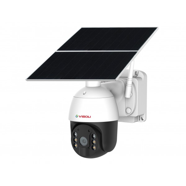 Camera de supraveghere Sim 4G Visoli® VS-S100-4G, 2MP 1080p, Zoom 4X, Inregistrare Non-Stop, Panou solar, Rotire din aplicatie, rezistenta la apa