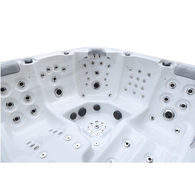 Jacuzzi de exterior SPA Visoli® 5A21 Suprateran, Argintiu, Fatada PVC Gri, Capacitate: 5 persoane