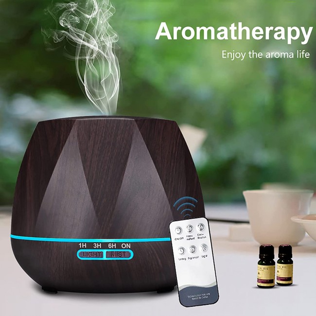Umidificator Aromaterapie Visoli™ VS-630, Capacitate 550 ml, ultrasonic, Aromatherapy, 7 Culori, Wenge color cu Telecomanda